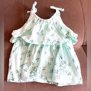 Baby Girls Infant 3-6 Months Old Navy Aqua Sea star print layered tank top flowy